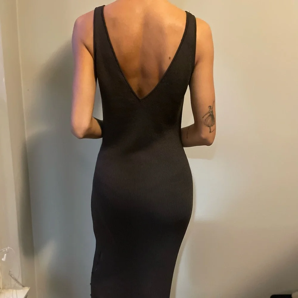 H&M Chocolate Brown Rib-Knit Dress Sz S - Picture 2 of 7